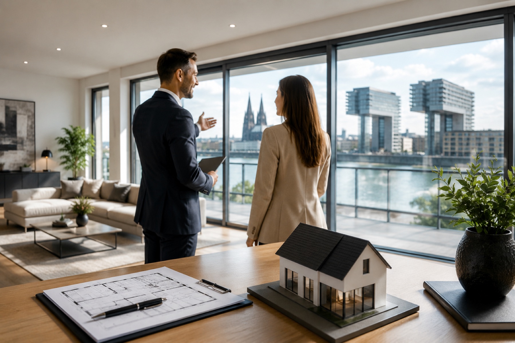 Verkaufte Familienwohnung mit Blick auf die Kranhäuser in Köln